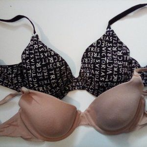 2 VICTORIA'S SECRET LINED PERFECT COVERAGE BRAS 34C